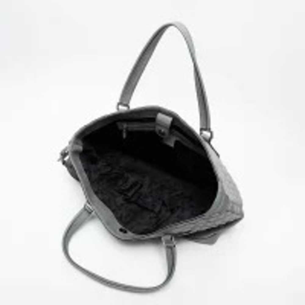 Gucci Leather Canvas Neoprene Shoulder Bag Tote Gray - Picture 12 of 13